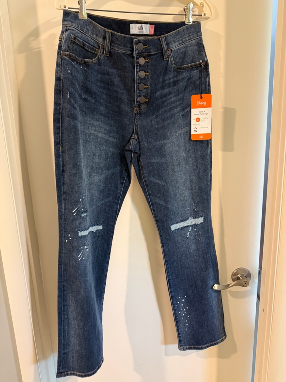 CAbi Dark Blue High-Rise Button-Fly Cropped Jeans